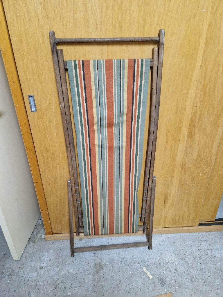 Strandstoel houten opklapbaar Vintage, Ophalen, Gebruikt, Hout, Inklapbaar