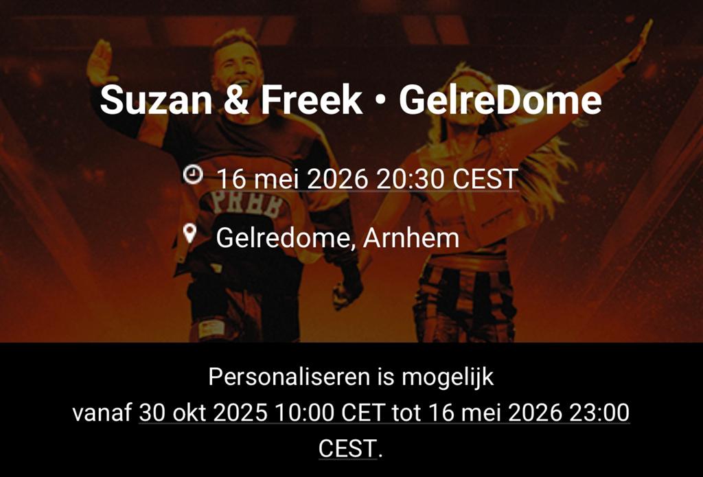 Suzan en freek tickets, Tickets en Kaartjes, Twee personen
