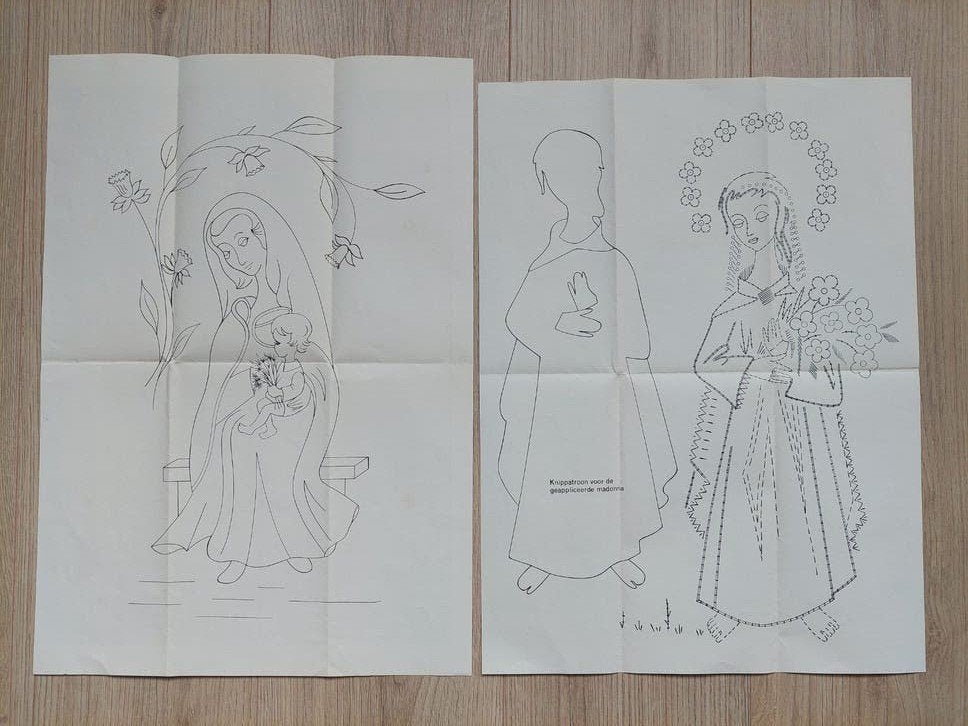 Vintage borduurpatronen: Maria met kind, Ophalen of Verzenden, Nieuw, Handborduren, Patroon