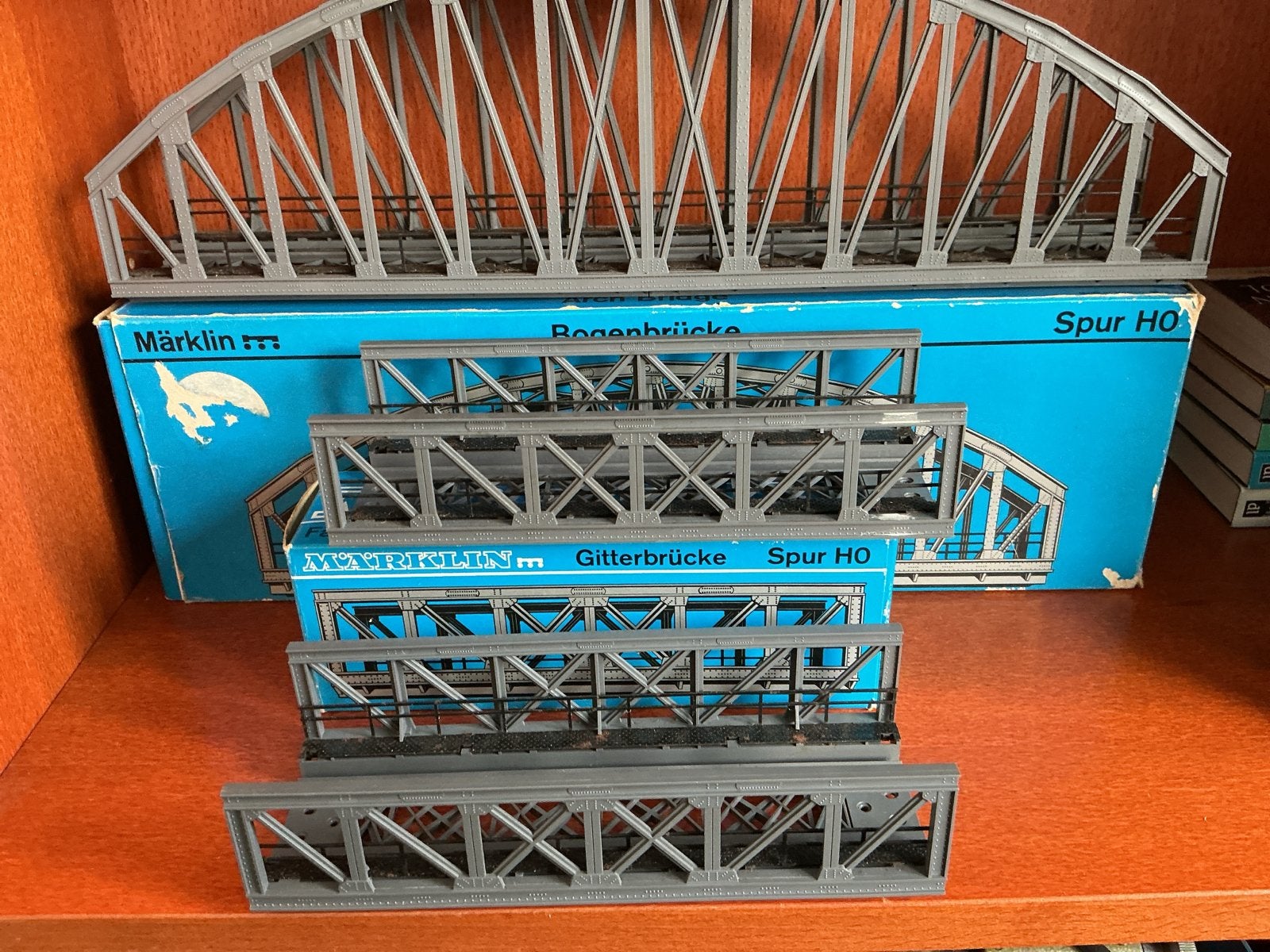 Märklin H0 Bruggen Set: Boogbrug en Vakwerkbruggen, Ophalen, Wisselstroom, Gebruikt, Brug, Tunnel of Gebouw