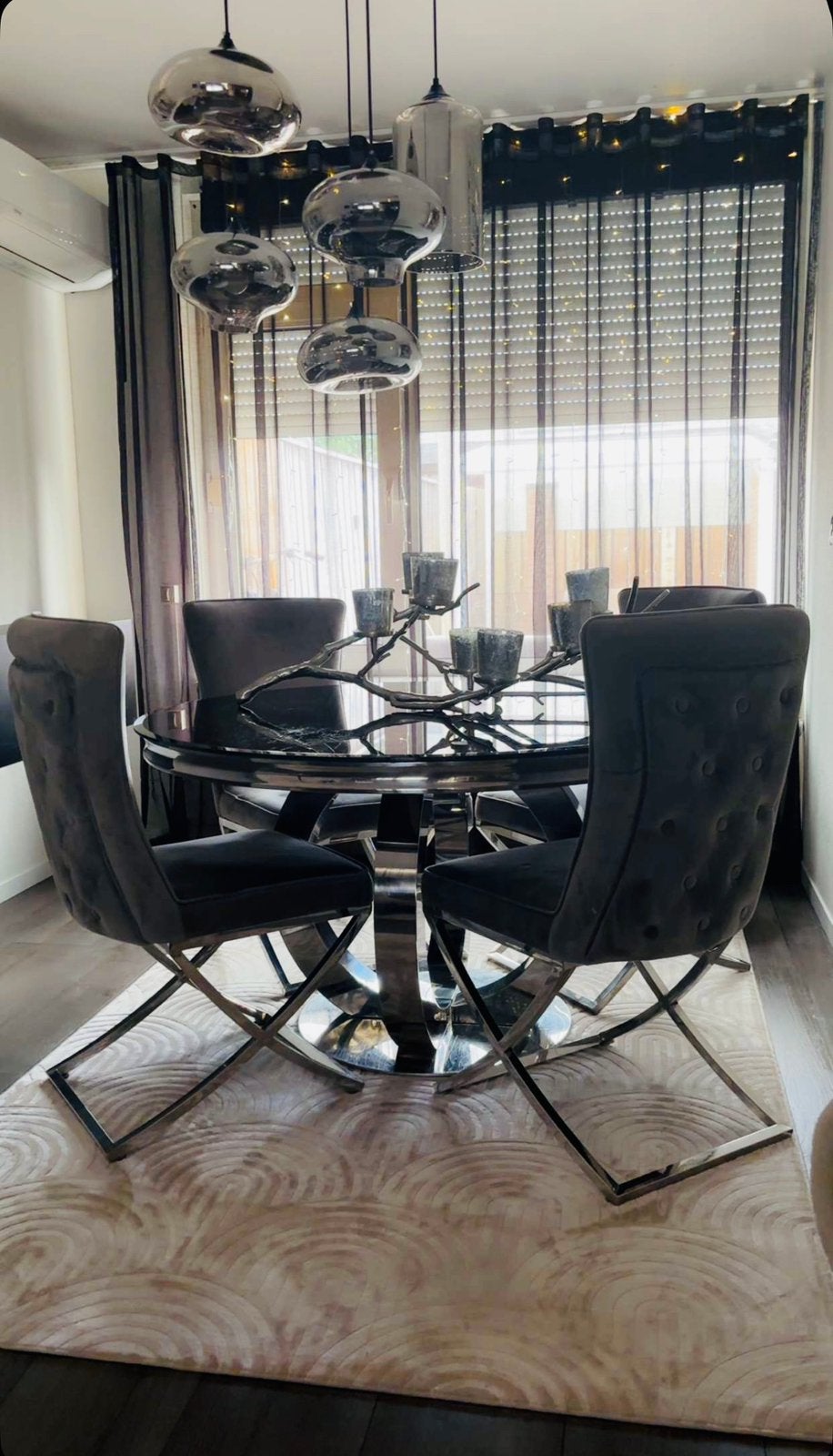 Luxe Moderne Eethoek & Salontafel set, Ophalen, Zo goed als nieuw, 4 tot 6 stoelen