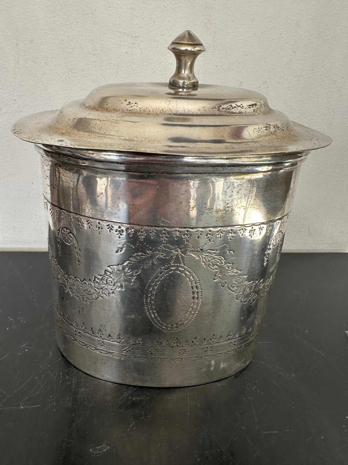 Oud Verzilverende Thee bus /  Caddy Victoriaans 13/19 cm, Ophalen of Verzenden
