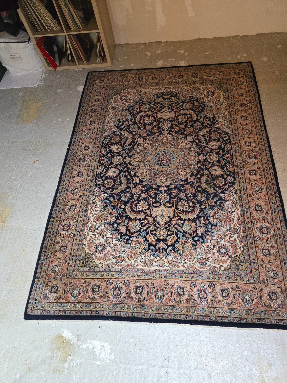 Origineel Handgemaakt Isfahan Tapijt - 248 x 178 cm, Ophalen, Gebruikt, Crème, 150 tot 200 cm
