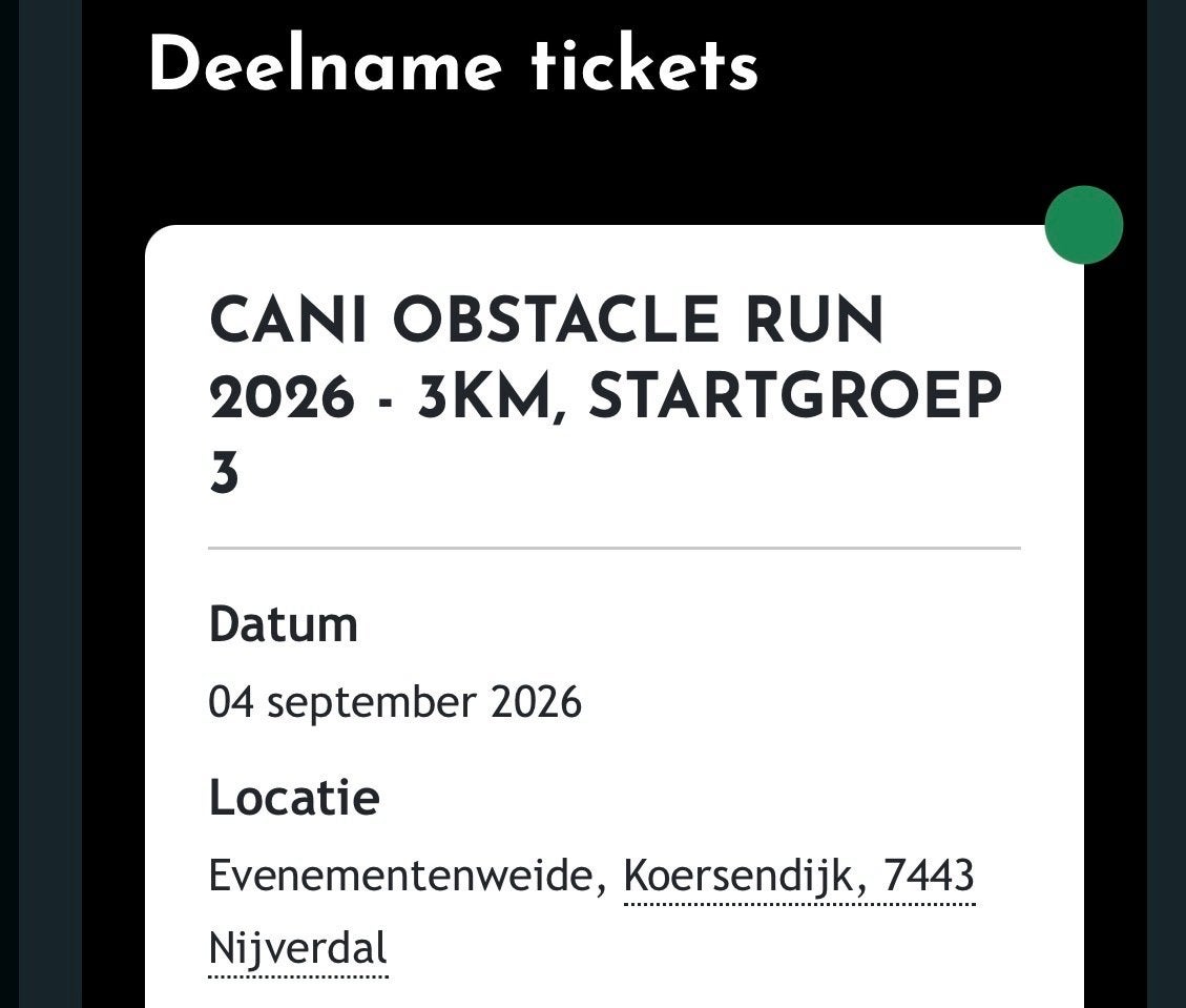 Ticket Cani obstacle run Yuman race nijverdal, Eén persoon