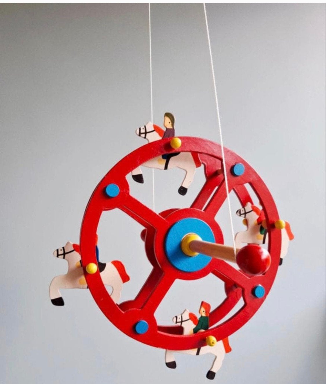 Vintage Houten Carrousel met Ruiters, Gebruikt, Overige merken, Ophalen of Verzenden, Meerkleurig