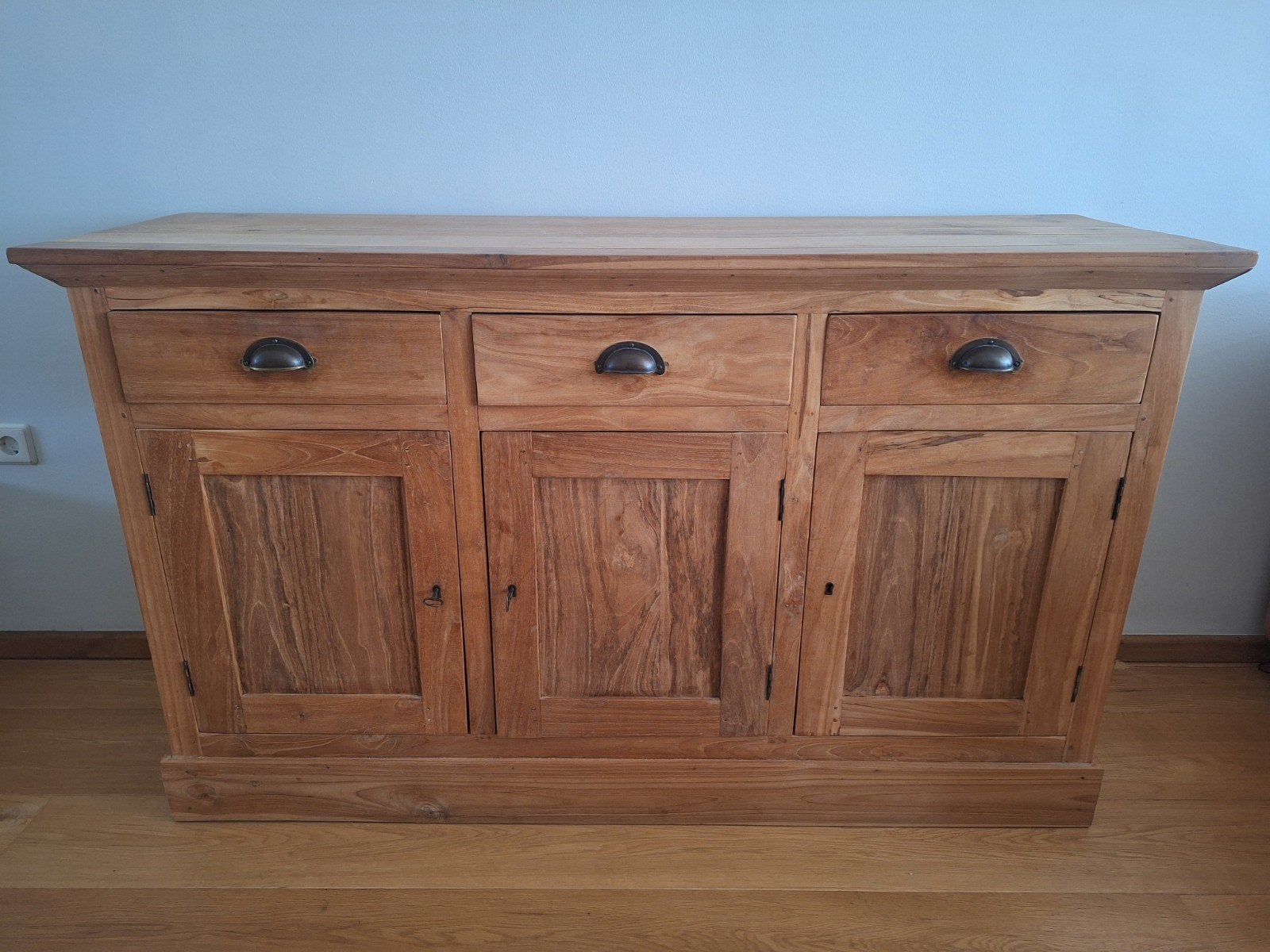 Massief Teakhouten Dressoir met Lades en Deuren, Ophalen, Met lade(s), 150 tot 200 cm, Teakhout