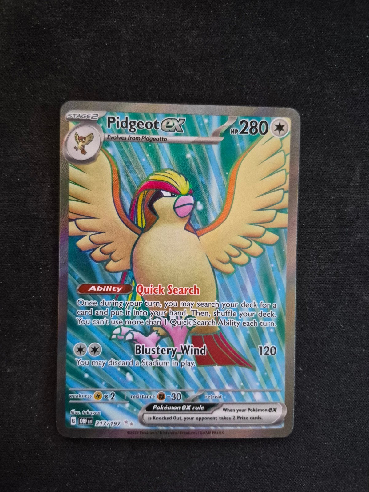Pokemon Kaart Pidgeot EX (OBF 217), Ophalen of Verzenden, Losse kaart, Foil