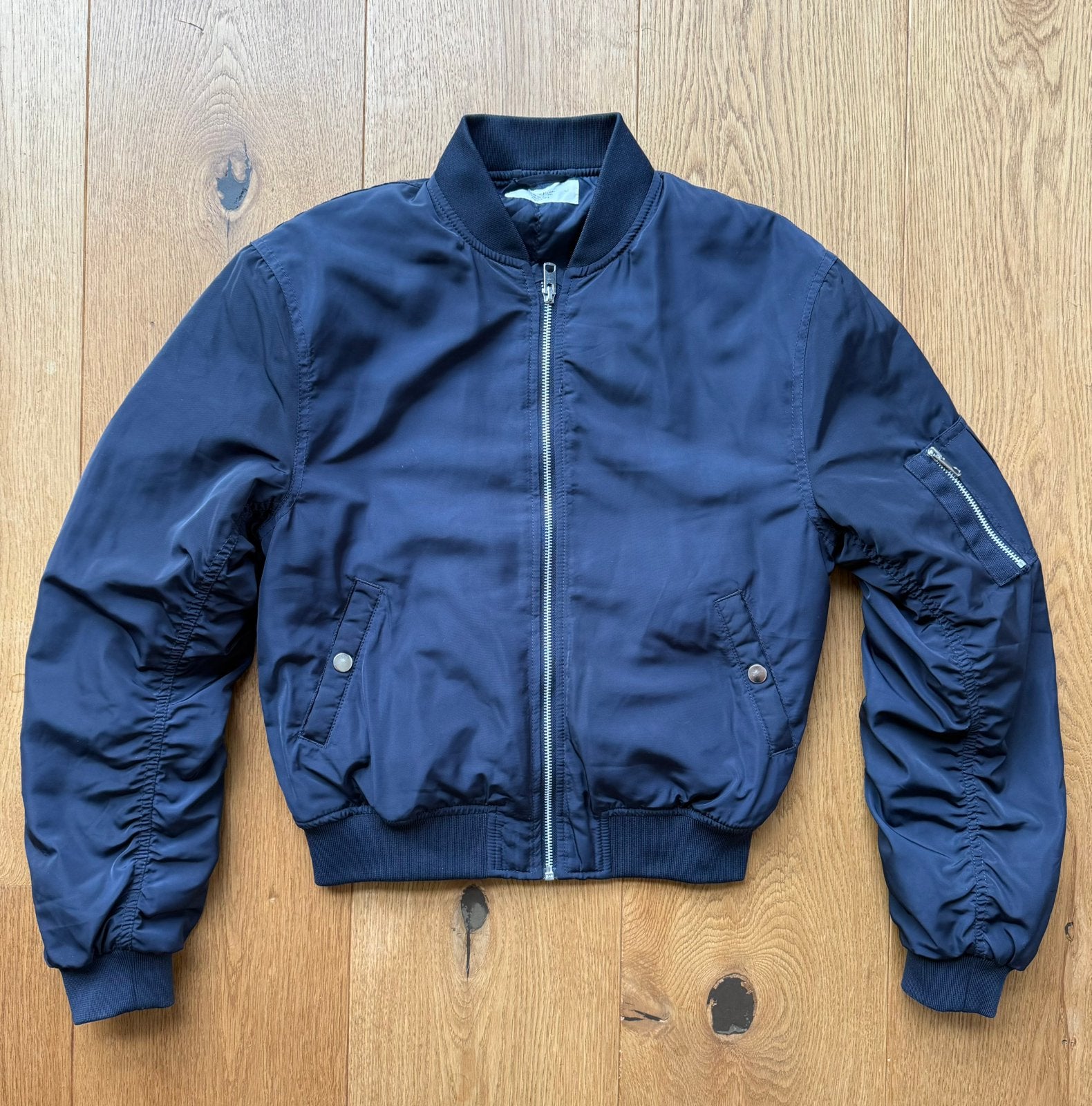 Bomberjack H&M donkerblauw meisje maat 170, Ophalen of Verzenden, Zo goed als nieuw, Meisje, Jas