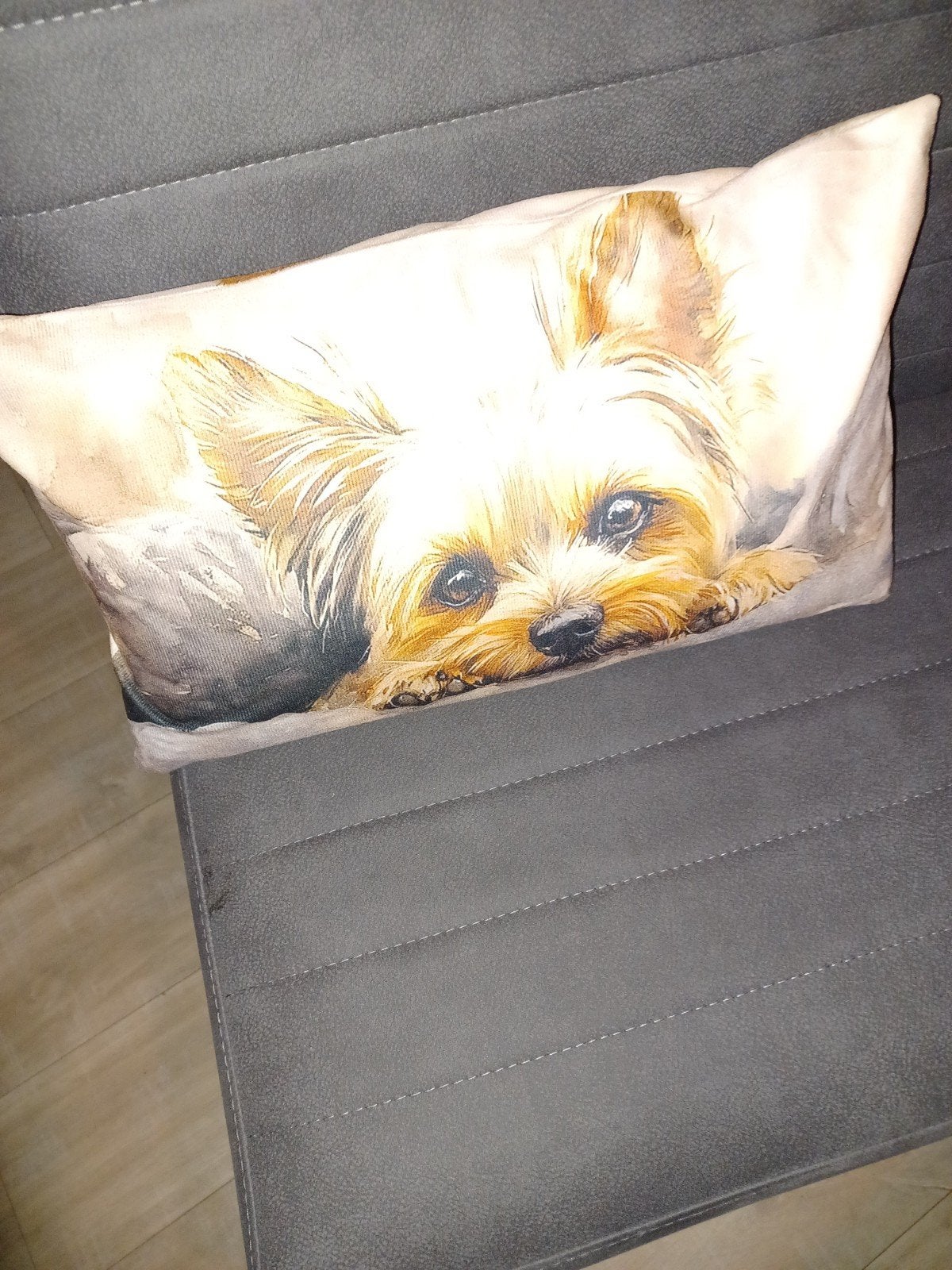 yorkshire terrier sier kussen, Ophalen, Geel, Zo goed als nieuw, Dubbelzijdig
