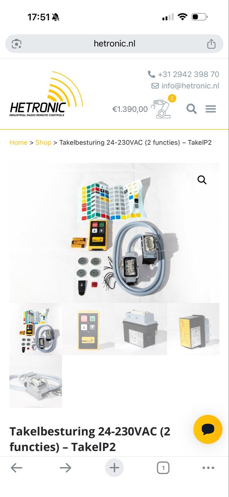 Elektrische kettinglier 500kg met afstandsbediening, Ophalen of Verzenden, Gebruikt, Elektrisch
