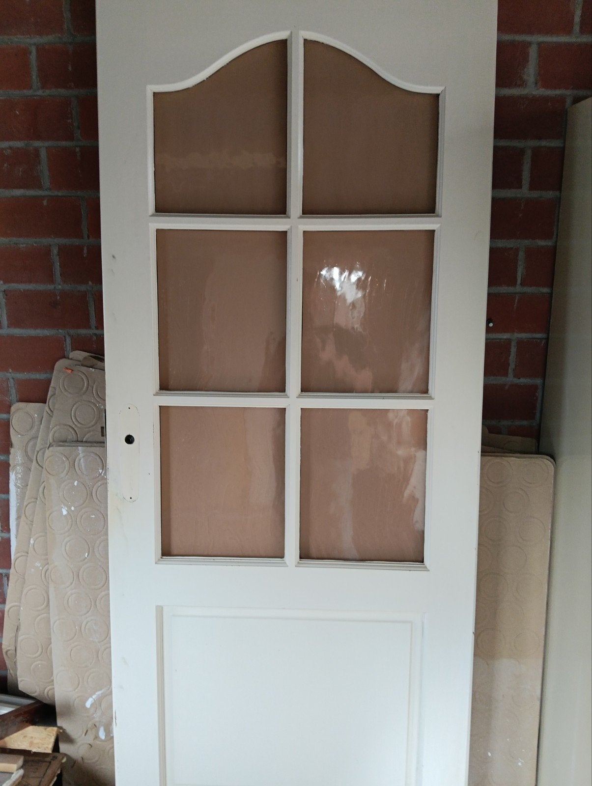 Witte binnendeur met glaspanelen, Gebruikt, 80 tot 100 cm, Binnendeur, Ophalen of Verzenden