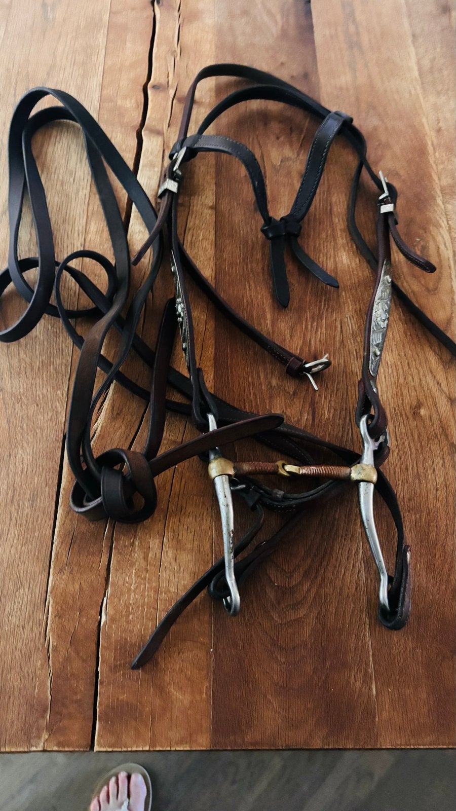 Compleet lederen western hoofdstel met bit en split reins, Ophalen of Verzenden, Western, Bruin, Bit