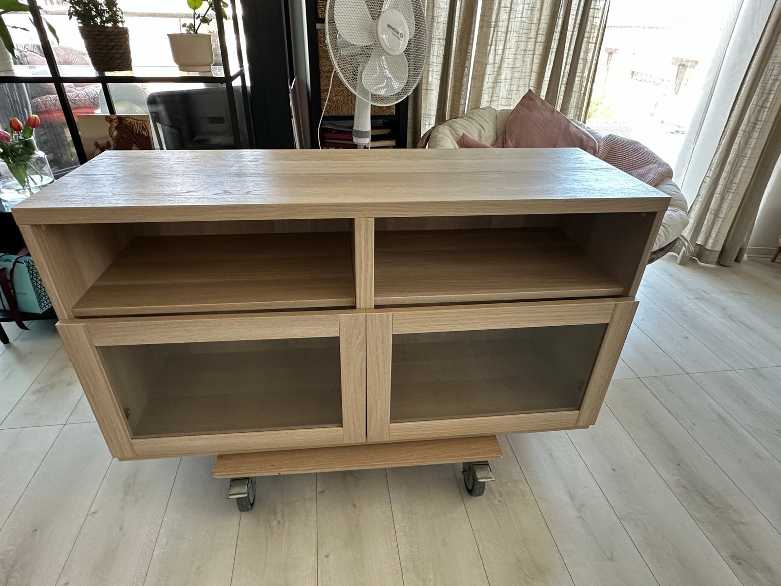 IKEA Bestå tv-stand with storage - oak effect, Ophalen, 100 tot 150 cm, Eikenhout, Zo goed als nieuw
