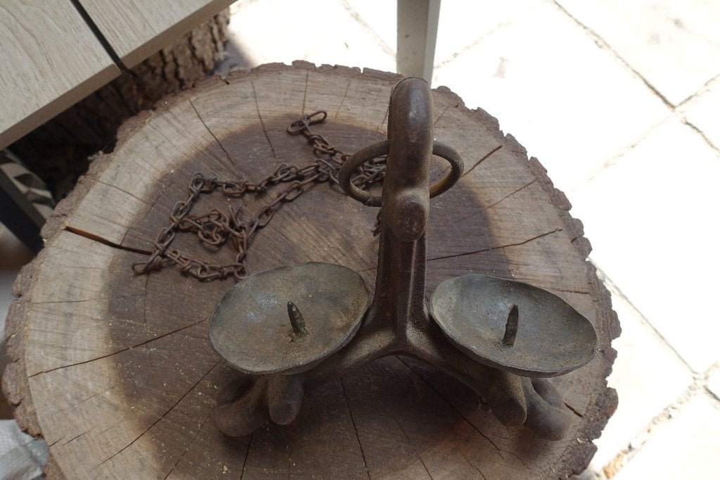 Te koop vintage gietijzeren kaarsenhouder/ kandelaar, Ophalen, Overige materialen