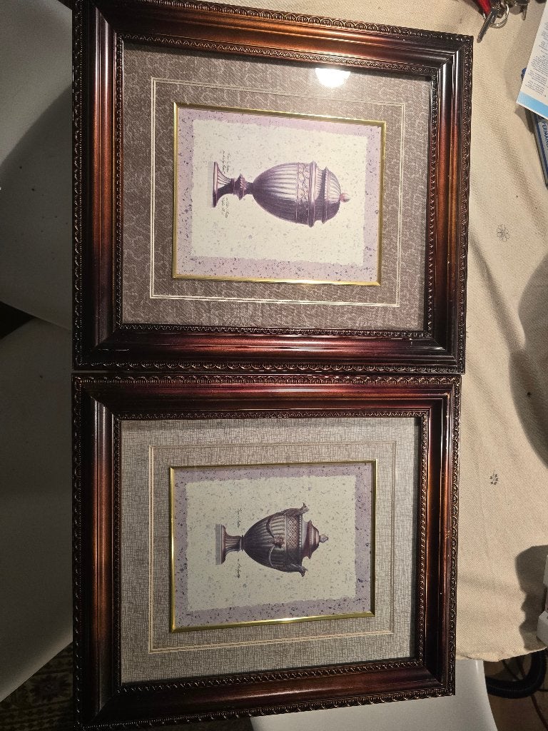 Set van 2 klassieke ingelijste wanddecoraties, Ophalen of Verzenden, Zo goed als nieuw, Minder dan 50 cm, Schilderij