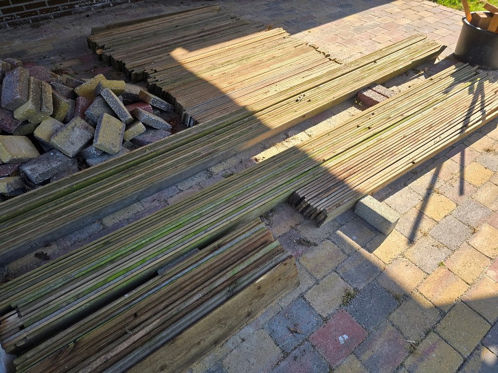 houten planken, droog, verduurzaamd/geïmpregneerd, Gebruikt, Minder dan 25 mm, Plank, 300 cm of meer