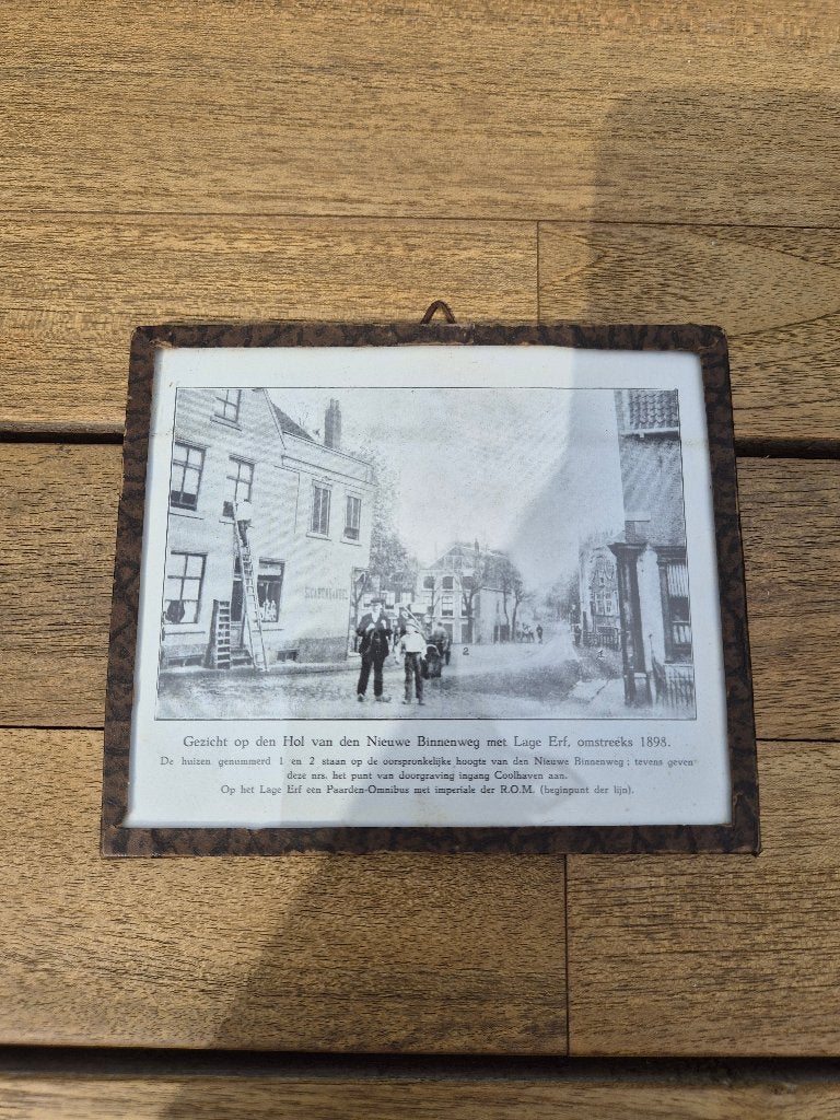 Antieke fotolijstjes begin 20e eeuw met prenten Rotterdam, Antiek en Kunst, Ophalen of Verzenden