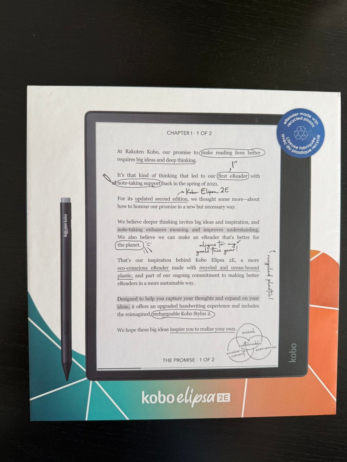 Kobo Elipsa 2E 10.3 inch/32 GB + pen + sleepcover., Computers en Software, Ophalen, Zo goed als nieuw