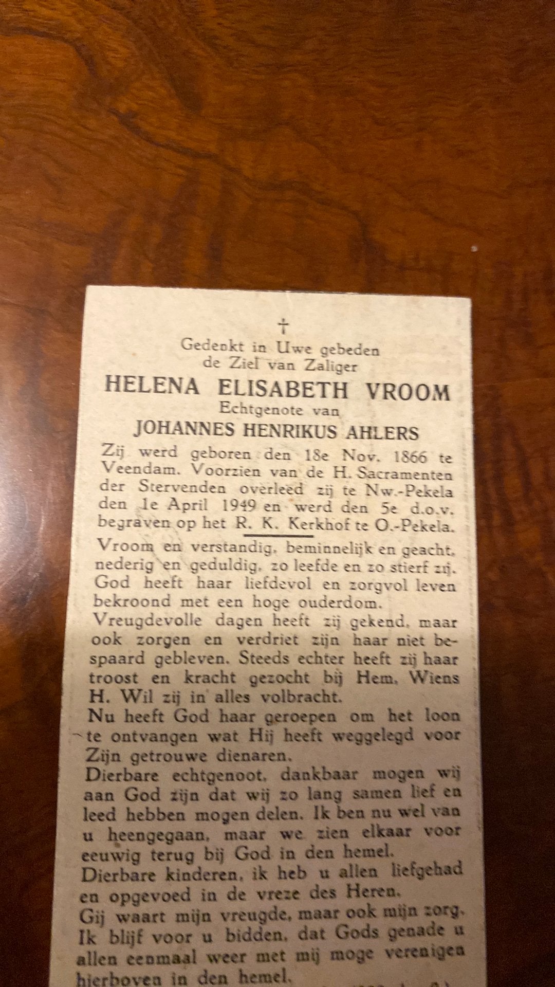 HE Ahlers - Vroom 1866 Veendam 1949 Pekela, Ophalen of Verzenden