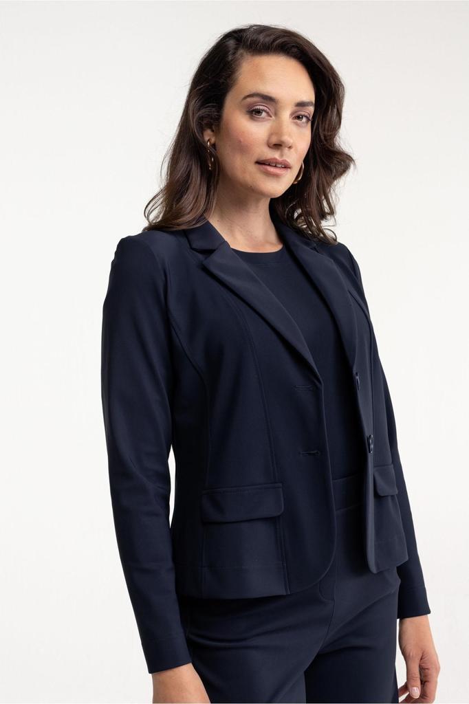 Studio anneloes bright bonded blazer L donkerblauw travel, Blauw, Maat 42/44 (L), Ophalen of Verzenden, Zo goed als nieuw