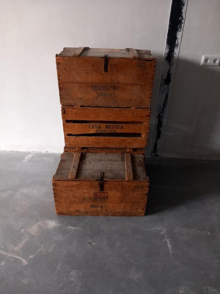 Houten eierkisten (3 stuks), Huis en Inrichting, Ophalen, 50 tot 100 cm, Minder dan 50 cm, Minder dan 50 cm