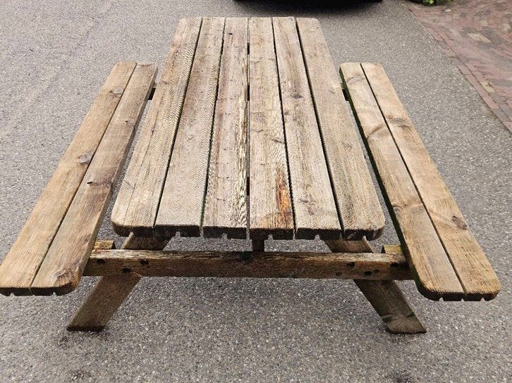 Picknicktafel 177x74 cm, Tuin en Terras, Picknicktafels, Ophalen, Gebruikt, Inklapbaar, Rechthoekig