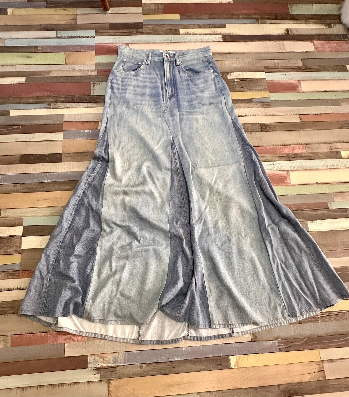 Rag & Bone Denim Maxi Skirt Wide-Leg Trouser Look Size 26 S, Blauw, Nieuw, Ophalen of Verzenden, Maat 36 (S)