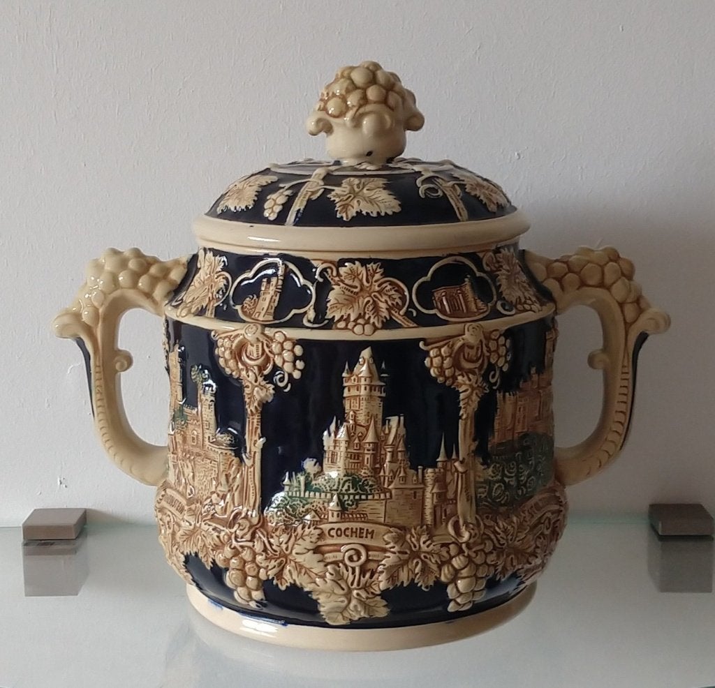 Punch kom met beker Palz art nouveau terrine, volgnr 47, Ophalen of Verzenden