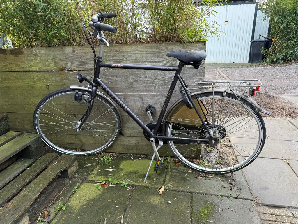 Herenfiets Larissa Marathon 3 versnellingen paars, Fietsen en Brommers, Gebruikt, Versnellingen, 61 tot 65 cm, Trommelrem