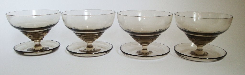 4x antiek grapefruit glas, kristalunie Rozendaal radio rook., Antiek en Kunst, Antiek | Glas en Kristal, Ophalen of Verzenden
