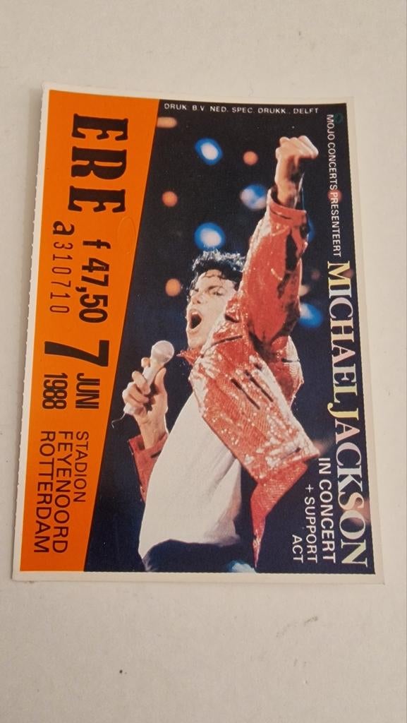 MICHAEL JACKSON BAD TOUR TICKET 1988 LIVE IN CONCERT KAARTJE, Verzamelen, Ophalen of Verzenden