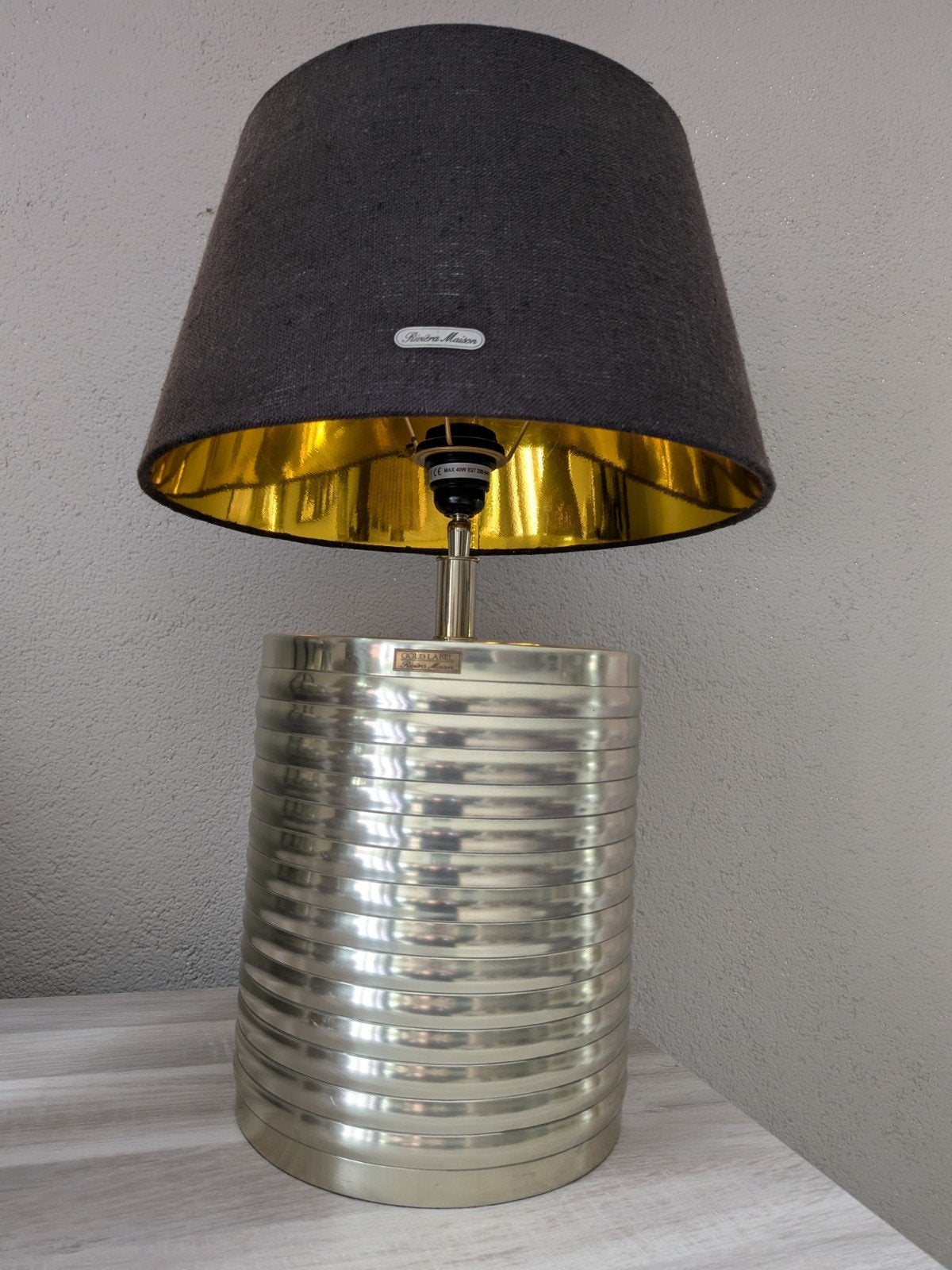 Riviera Maison Golden Label Tafellamp, Ophalen, Goud, E27 (groot), Klassiek