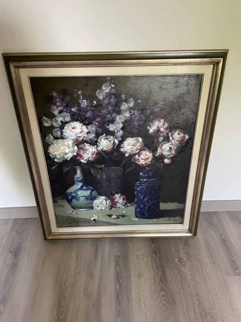 Schilderij Louis van Dijk - Bloemenstilleven, Antiek en Kunst, Kunst | Schilderijen | Klassiek, Ophalen