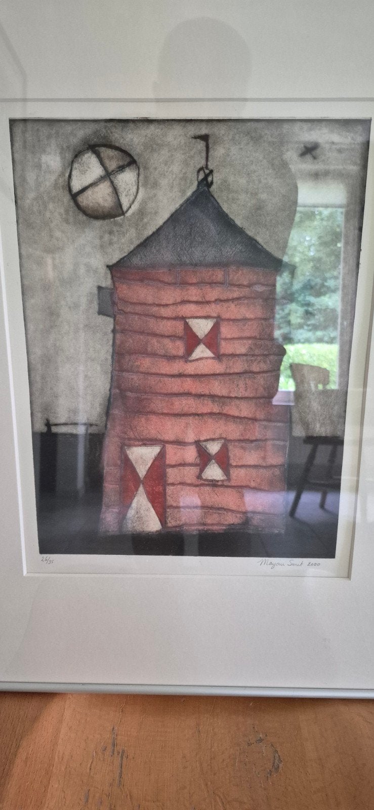 Ets 'Huisje' van Marjan Smit, genummerd en gesigneerd (2000), Antiek en Kunst, Kunst | Etsen en Gravures, 2000 tot heden, Origineel