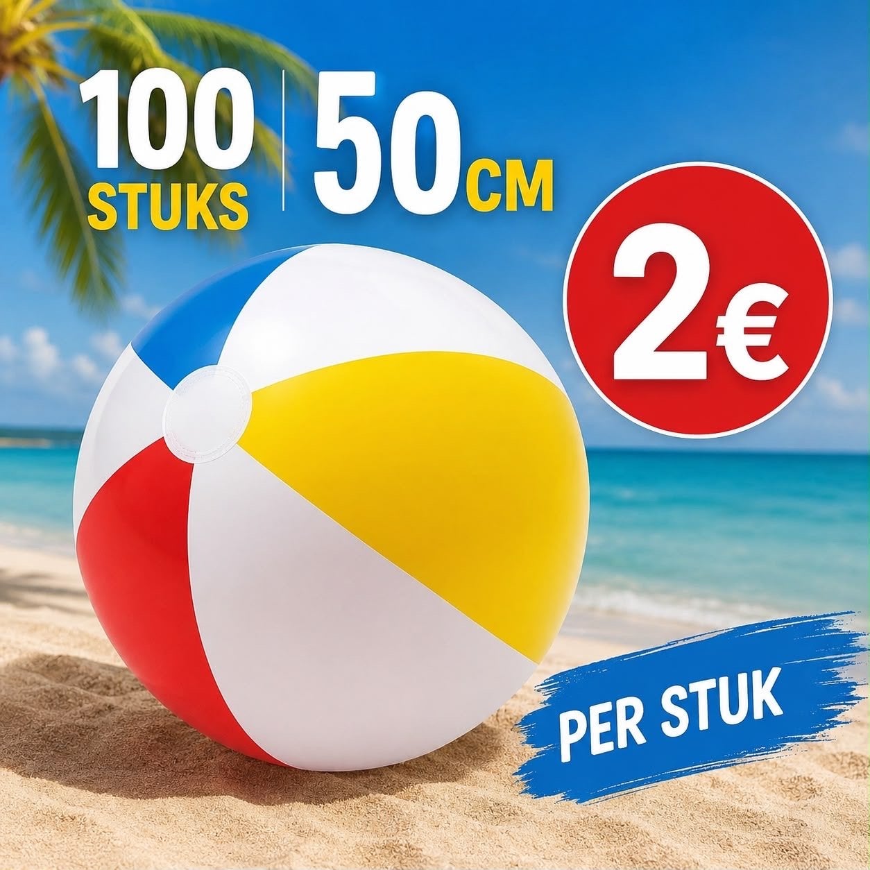 Partijhandel 100 stuks opblaasbare strandballen 50cm, Kinderen en Baby's, Speelgoed | Buiten | Opblaasfiguren, Ophalen of Verzenden