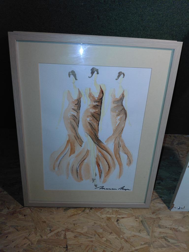 Ingelijste mode-illustraties van Marion Nap, Antiek en Kunst, Ophalen