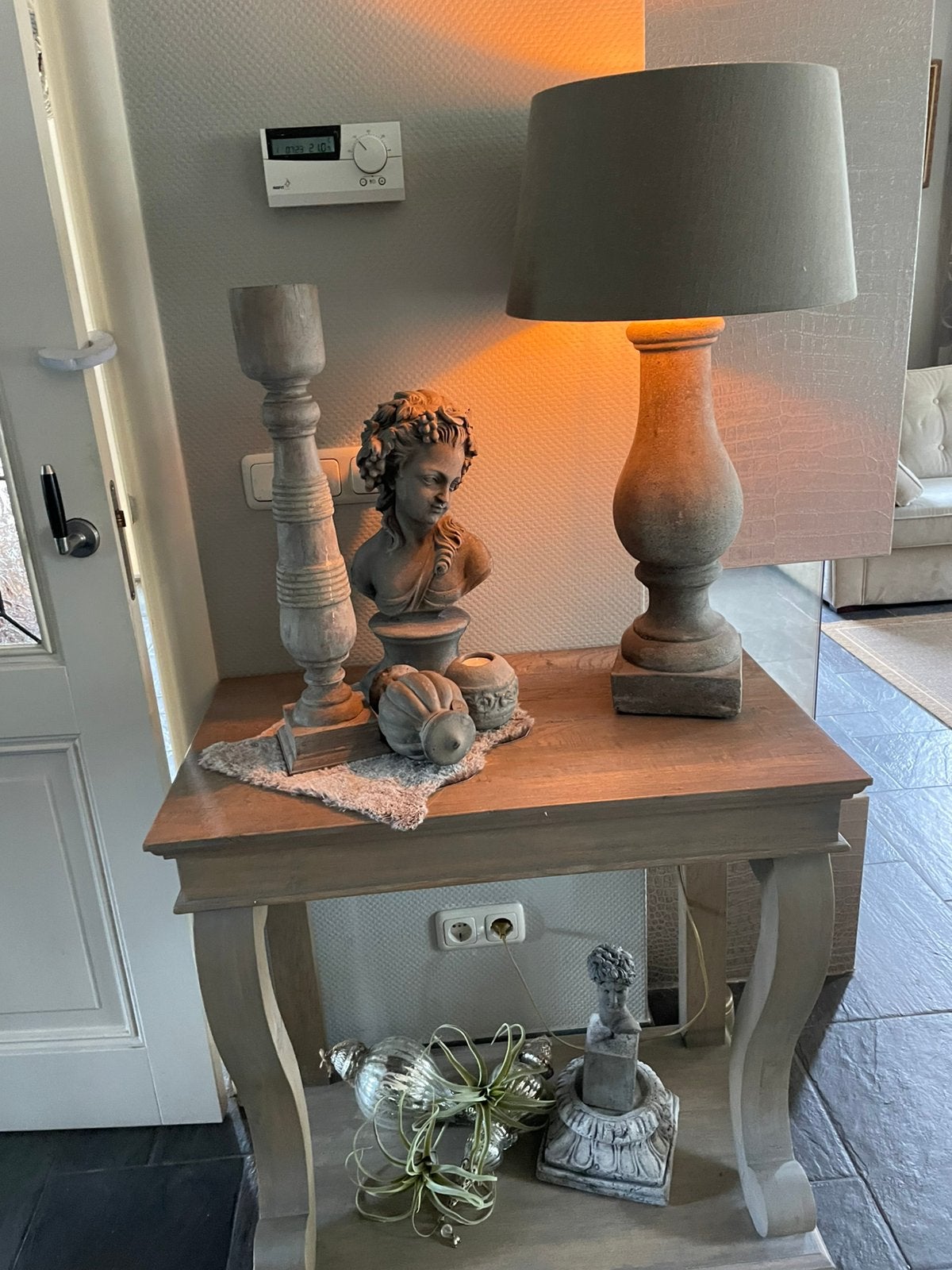 Sidetable / Bijzettafel Hout met Decoratie, Ophalen, Gebruikt, 75 cm of meer, 60 cm of meer