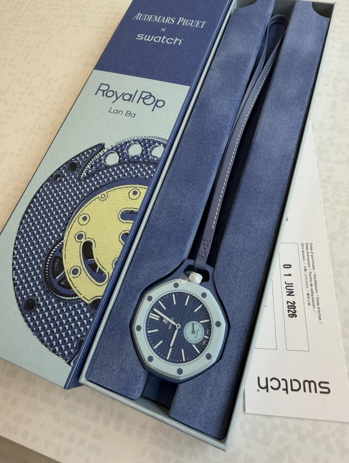 Swatch x AP Pocketwatch – Blauwe editie, Overige merken, Overige materialen, Zakhorloge, Met ketting