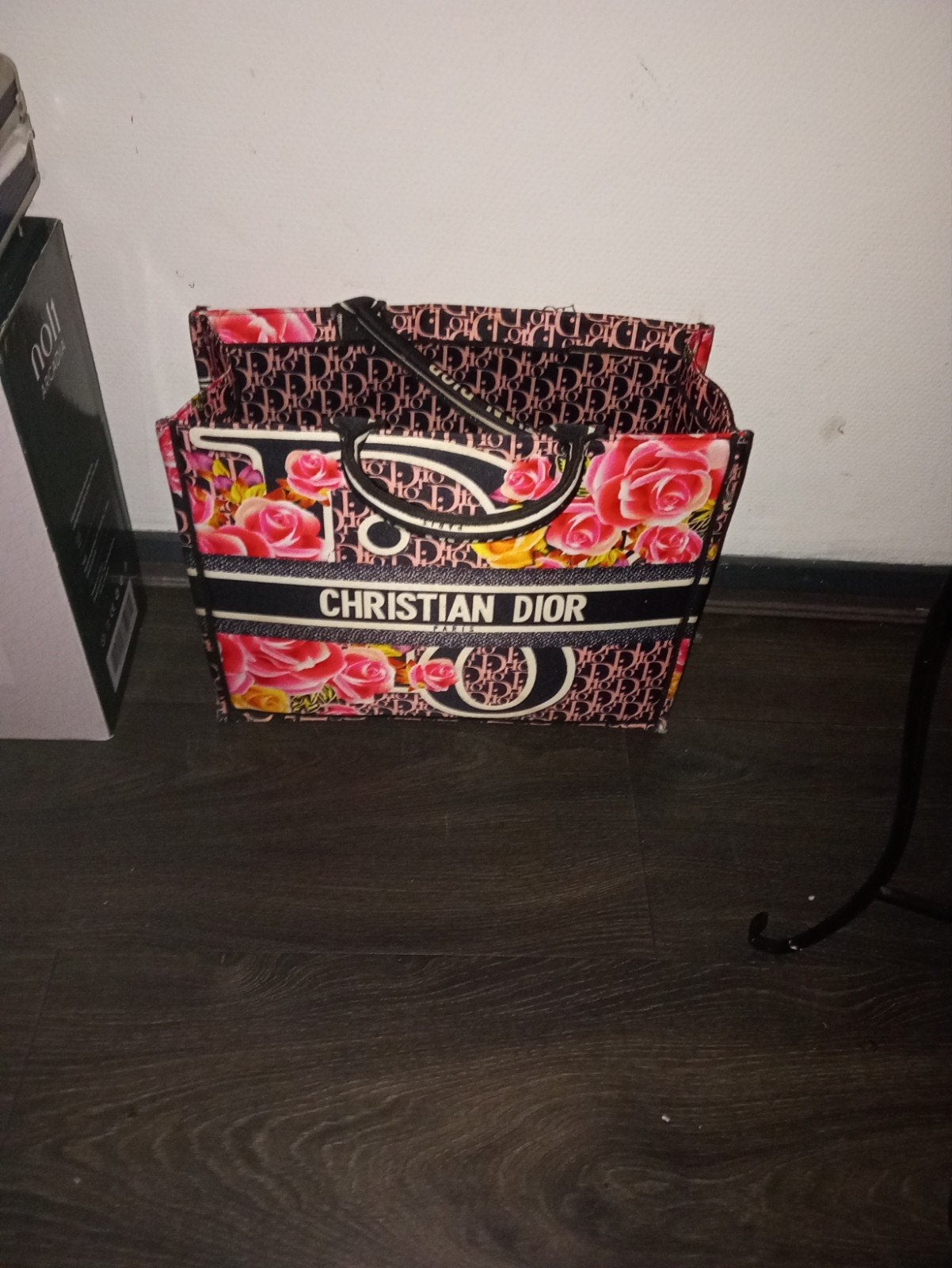 Christian Dior Shopper Tas - Zwart met Roze Bloemen, Ophalen of Verzenden, Zo goed als nieuw, Zwart, Shopper