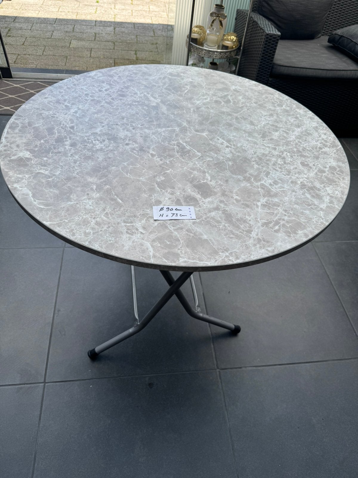 90 cm Vouwbare ronde tafel, Ophalen, 50 – 75, 50 tot 100 cm, Rond