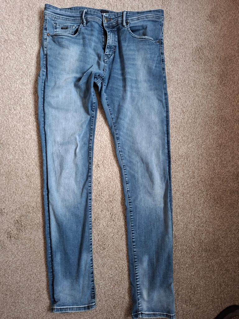 Boss slimfit stretch mt 34 34, Blauw, Overige jeansmaten, Ophalen of Verzenden, Gedragen