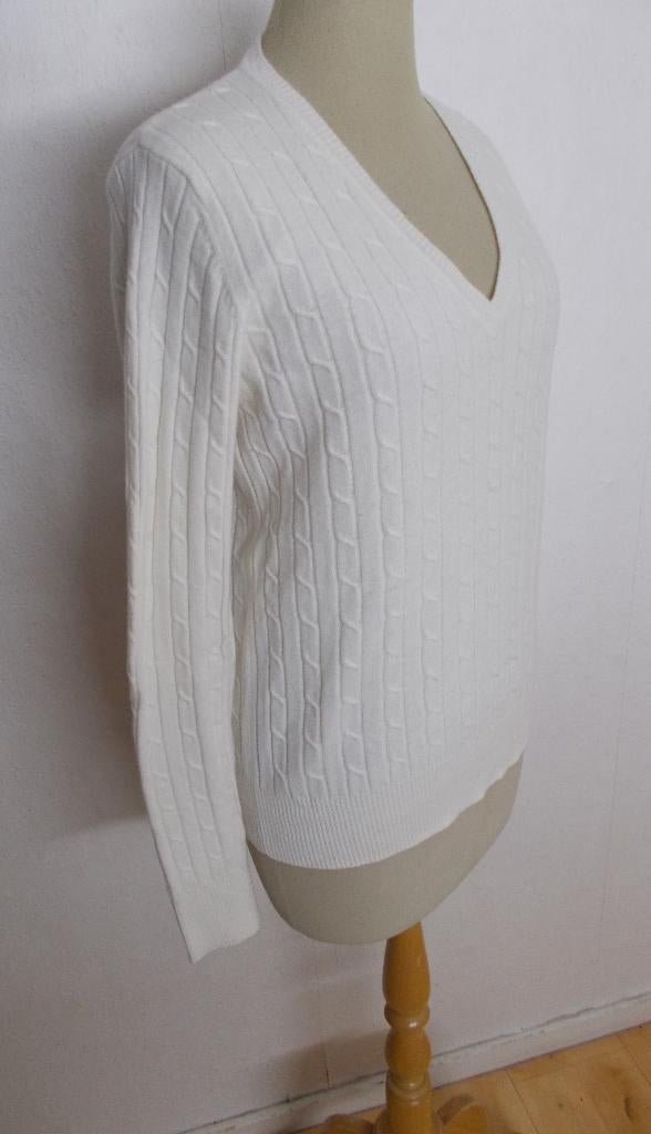 Beige stretch 85% lambswool kabel trui van Gant! L, Kleding | Dames, Verzenden, Zo goed als nieuw, Maat 42/44 (L), Beige