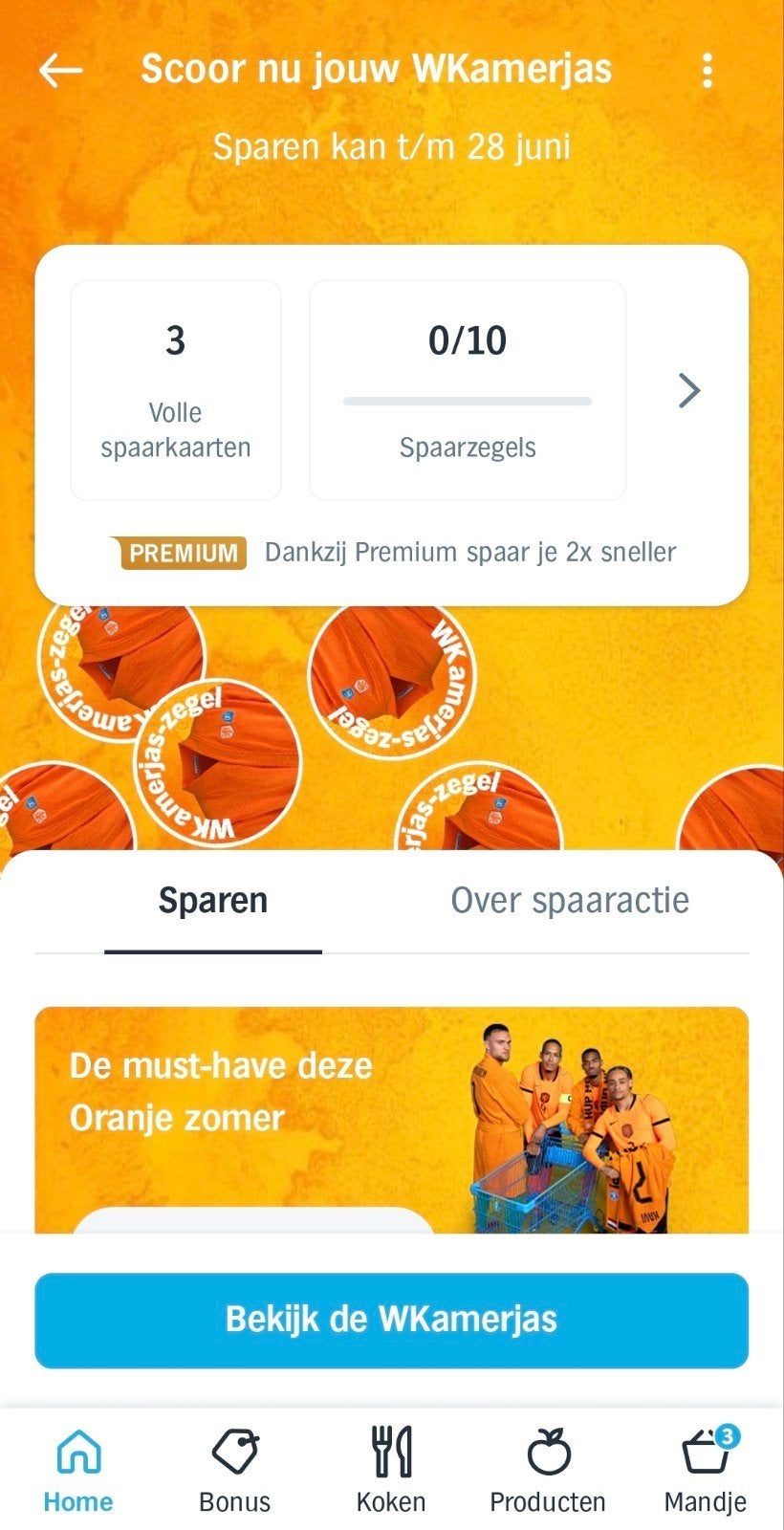 3 volle spaarkaarten WKamerjas AH, Albert Heijn, Ophalen
