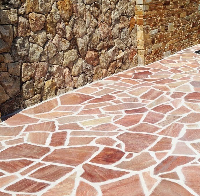 prachtige mediterraanse flagstones Brasil Rosso Kwartsiet, Ophalen of Verzenden, Nieuw, Natuursteen, Terrastegels