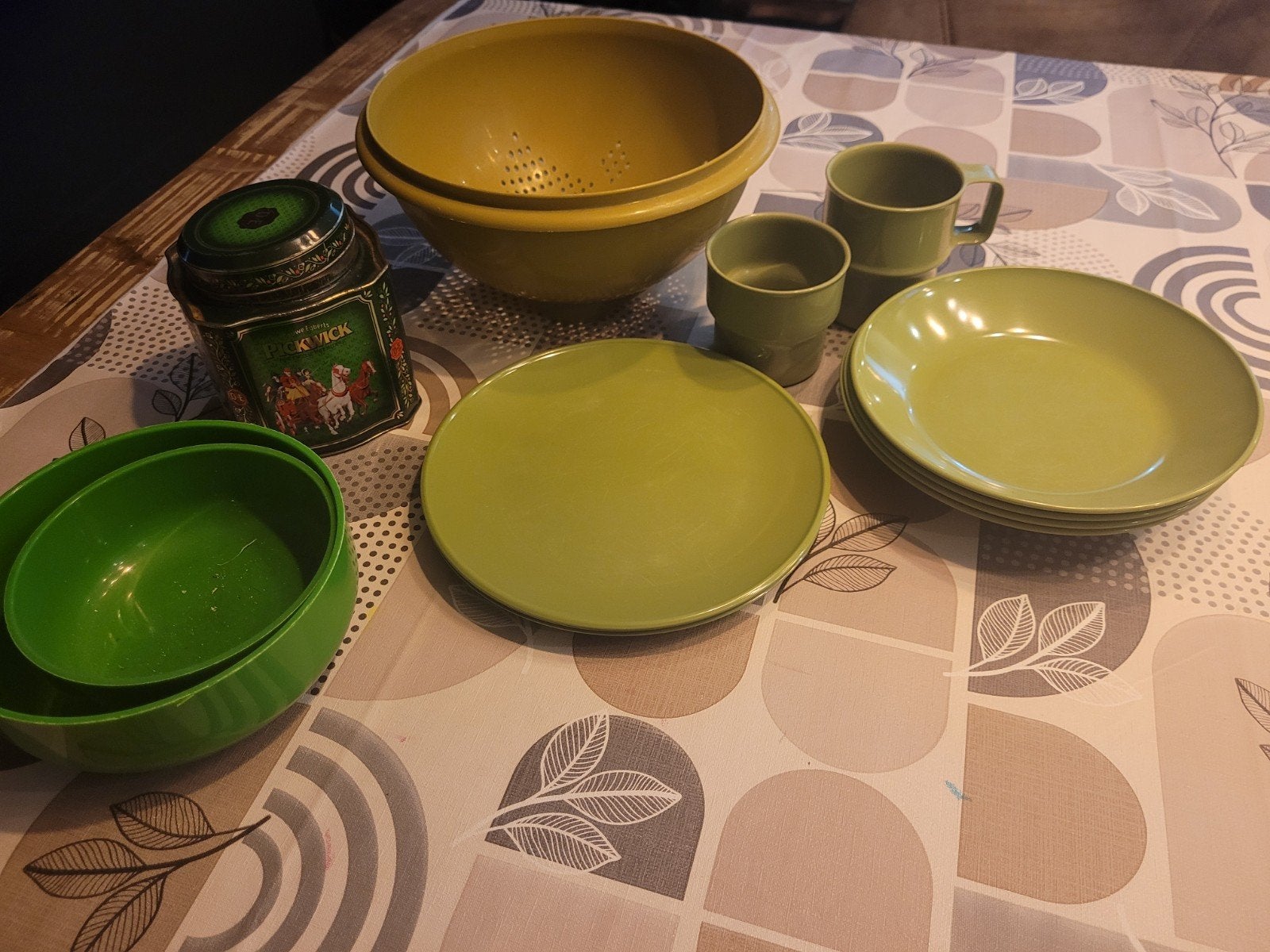 Groen vintage Mepal servies - Borden, kommen, bekers, Huis en Inrichting, Keuken | Servies, Kunststof, Gebruikt, Mepal, Overige typen