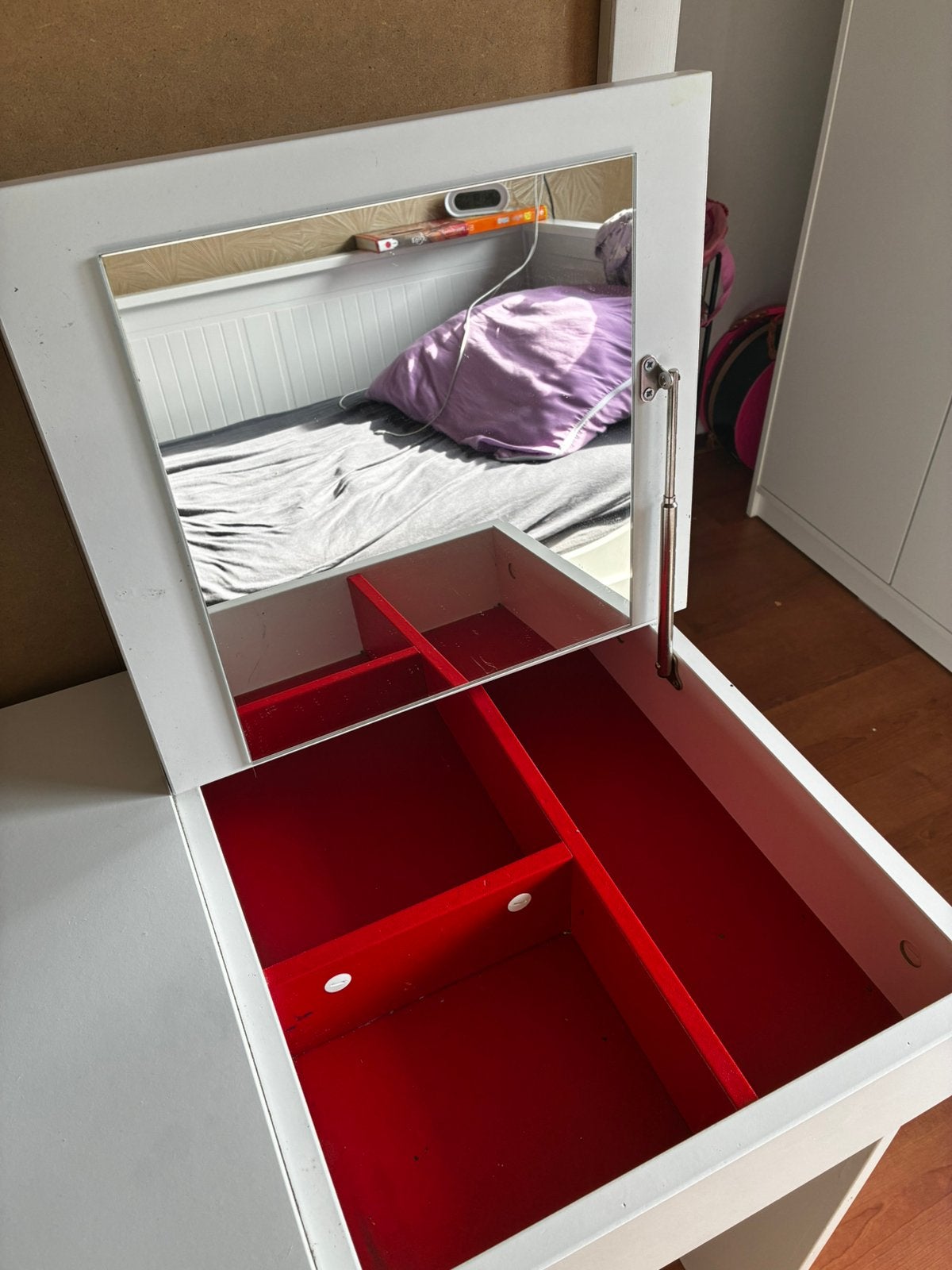 IKEA BRIMNES Toilettafel wit met spiegel en lades, Ophalen, 100 tot 150 cm, 50 tot 100 cm, Zo goed als nieuw