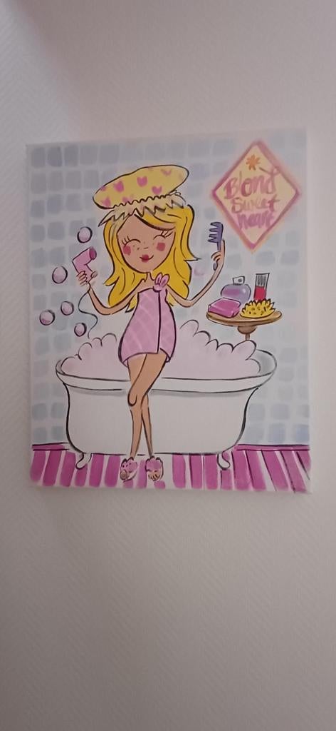 Blond Amsterdam schilderij sweet heart, Ophalen of Verzenden, Zo goed als nieuw, 50 tot 75 cm, Schilderij