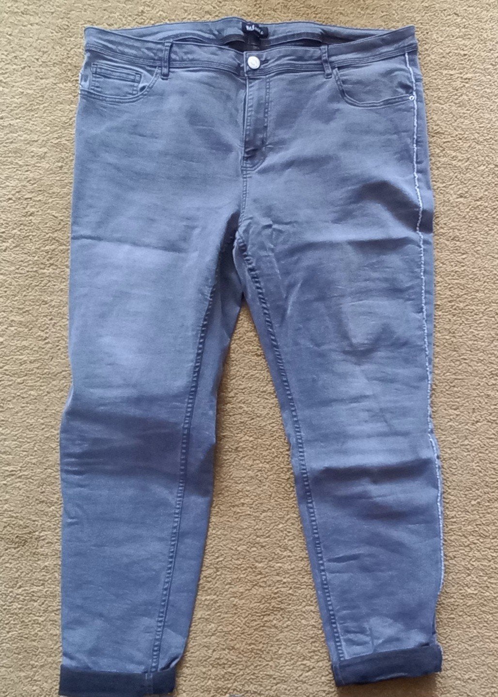 Grijze spijkerbroek MS Mode maat 50, Ophalen of Verzenden, Zo goed als nieuw, Grijs