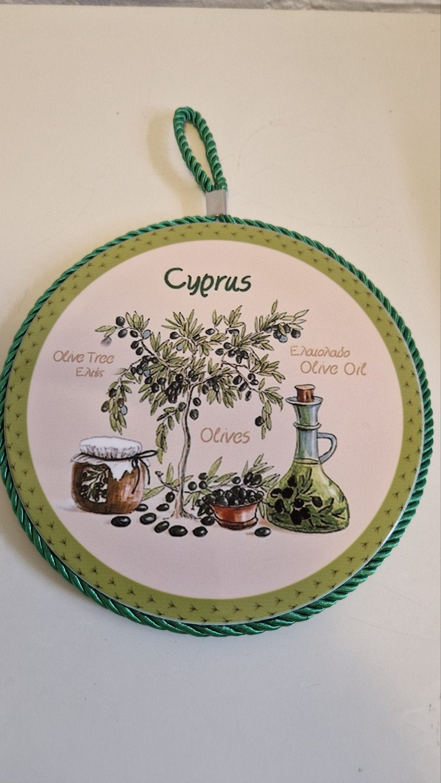Ophangen/onderzetter Cyprus Olijfboom 8cm, Meerkleurig, Onbekend, Nieuw, Mediterraans