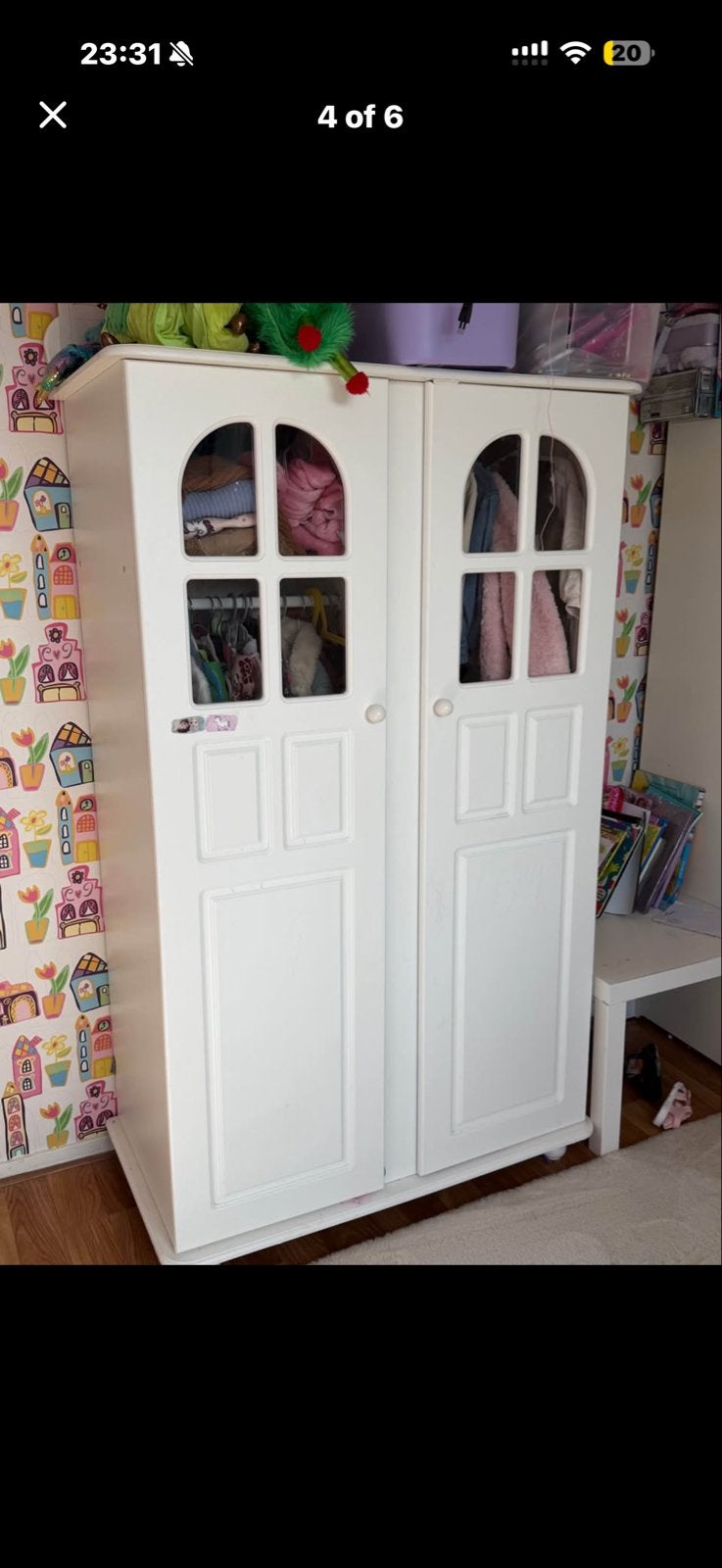 Witte kledingkast en commode voor kinderkamer, Ophalen, Gebruikt, Kast, 50 tot 70 cm